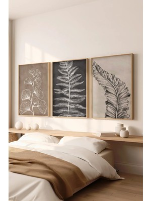 Artavessa 3 Parça Ham Renk Gerçek Ahşap Çerçeveli Tablo Seti - Model 8