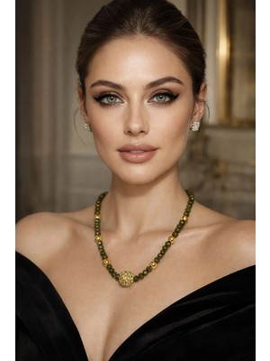 Solare Accessories Yeşil Kristal Taşlı Kolye