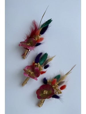 Bivalvia Accessories Bordo Ortanca Damat Yaka Çiçeği Set 1