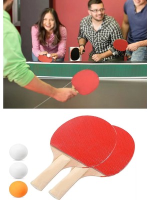 Marsilyan Ping Pong Masa Tenisi Seti Tenis Raketi Seti 2 Raket + 3 Ping Pong Topu  Spor Aksesuarları