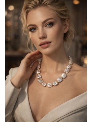 Solare Accessories Gerçek Inci & Altın Detaylı Premium Tasarım Kolye