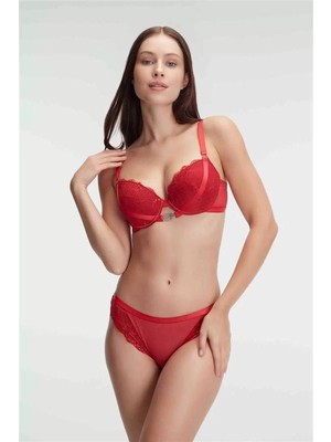 Moda Şahsenem Fantezi Destekli Balenli Kaplı Ipli Aksesuarlı Sütyen Slip Iç Çamaşırı Takımı