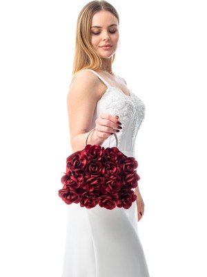 Gustello Rosalia | Gümüş Metal D Saplı Çiçek Çanta El Çantası Abiye Günlük Şık Kadın Çantası