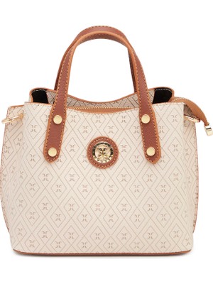 Tergan Bej Print Kadın Çapraz Askılı Çanta - S1WPR0000806-E52