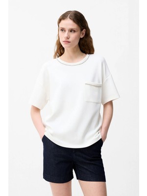 adL Taş Detaylı Cepli Bluz Kemik 11546575000