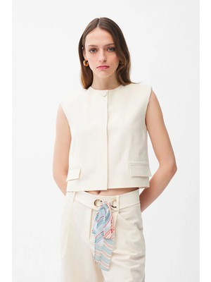 Adl Cep Detaylı Yelek Vanilya 17946357000