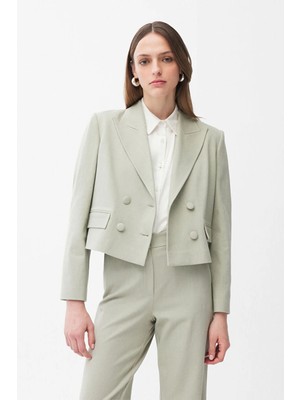 Adl Denim Görünümlü Kısa Ceket Yeşil 11945556001