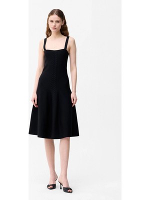 Adl Askılı Triko Elbise Siyah 12446617000