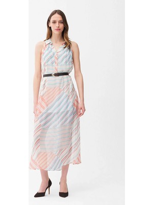 Adl Erkek Yaka Kolsuz Desenli Elbise Mavi 12446431000