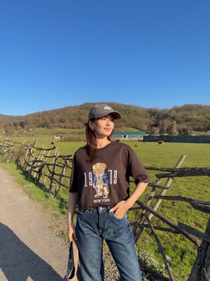 My Lunessa Teddy Ayıcık Nakışlı Kısa Kol Oversize Tshirt