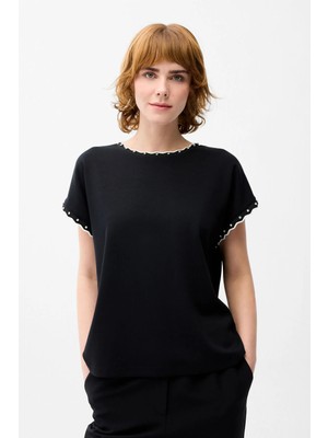 Love My Body Yakası Taşlı Bluz Siyah 115L9937000