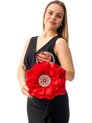 Gustello Valentina | Gümüş Metal D Saplı Çiçek Çanta El Çantası Abiye Günlük Şık Kadın Çantası