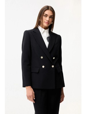 Love My Body Kruvaze Gabardin Ceket Siyah 119L9714002