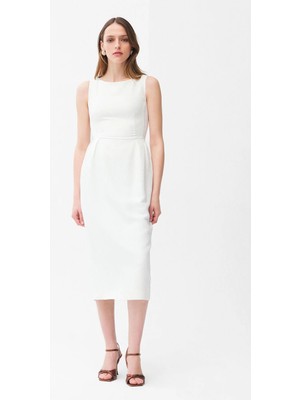 Adl Kolsuz Midi Elbise Kemik 12446331000