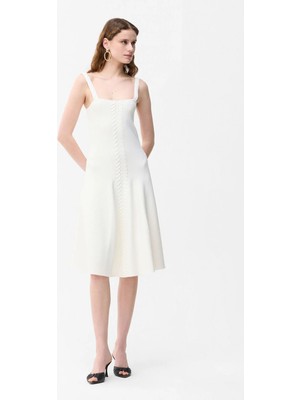 Adl Askılı Triko Elbise Kemik 12446617000