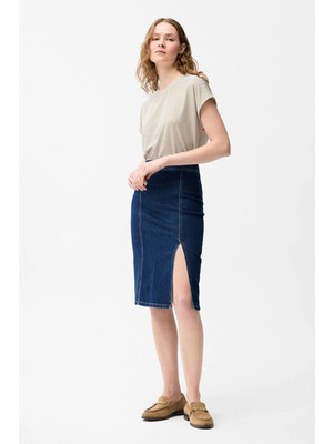 Love My Body Yırtmaç Detaylı Denim Etek Lacivert 127L9965000