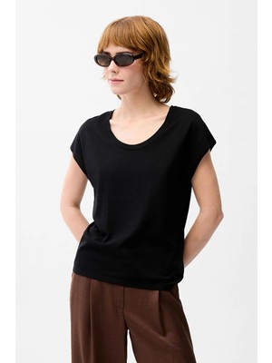 Love My Body Kısa Kol Triko Bluz Siyah 139L9804000