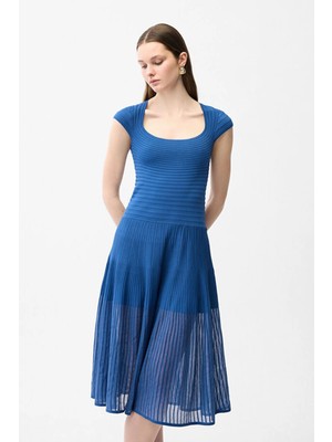 Adl Ajurlu Triko Elbise Indigo 12446125000