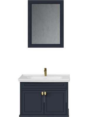 Creavit Antik Kapaklı 80 cm Antrasit Lavabo Dolabı Ikili Set