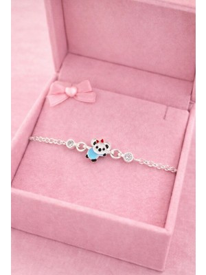 Miraç Gümüş Takı Atölyem 925 Ayar Gümüş Mineli Kuala Detaylı Kız Çocuk Bileklik