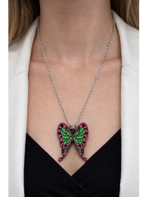 Herşey Nota Anime Demon Slayer Kelebek Kolye Unisex Tasarım