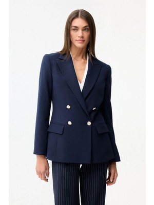Love My Body Kruvaze Gabardin Ceket Lacivert 119L9714002