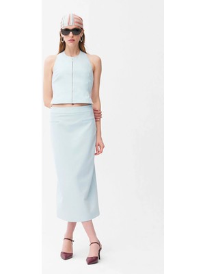 Adl Fleto Cepli Midi Etek Mavi 12745064001