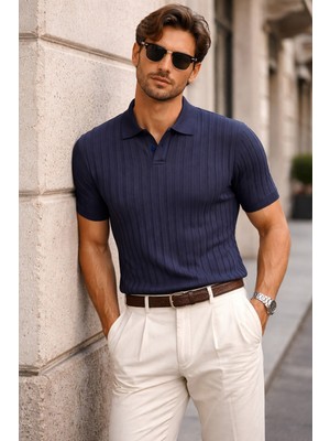 Cool Tarz Erkek Polo Yaka Ince Triko Tişört Yazlık Rahat Kalıp