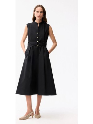 Adl Kolsuz Kuşaklı Elbise Siyah 12446426000