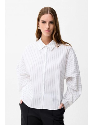 Adl Asimetrik Çizgili Gömlek Lacivert 13046492000