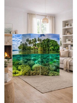Artavessa Dekoratif 5 Kanatlı Dijital Baskılı Kanvas Paravan - Seperatör - 200X180 cm - Model 12