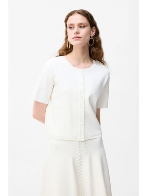 Adl Önü Düğmeli Triko Hırka Kemik 13446632000