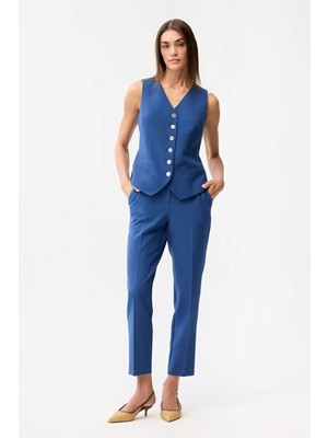 Love My Body Toka Detaylı Gabardin Pantolon Lacivert 153L9875000
