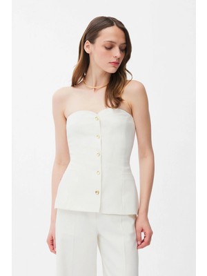 Adl Bağlama Detaylı Bluz Kemik 11543441002