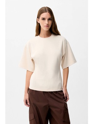 Adl Kısa Kol Bluz Vanilya 11546586000