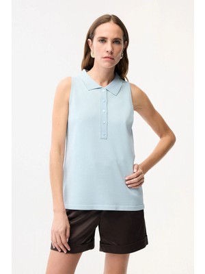 Adl Erkek Yaka Kolsuz Triko Bluz Mavi 11546116000