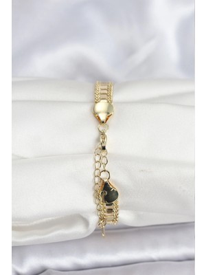 VeraGlobe Buğz 316L Çelik Gold Renk Pullu Zincir Model Kadın Bileklik - Buğz
