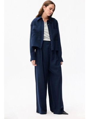 Adl Geniş Paça Modal Pantolon Lacivert 15346250000