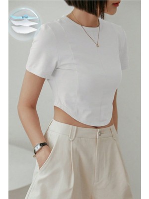 Tarz Cool Kadın Crop Tişört Slim Fit Basic Kısa Kollu Yazlık Şık Üst