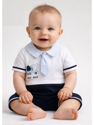 Jolly Joy Araba Baskılı Erkek Bebek Tulum  - Lacivert - 0 - 1 Ay Lacivert