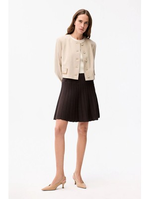 Adl Volanlı Mini Triko Etek Kahve 12745307000