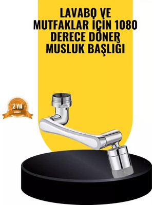 Uravas Store 1080° Dönebilen Musluk Başlığı 2 Su Modlu Ayarlanabilir Esnek Tasarım