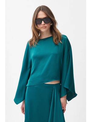 Adl Rahat Kesim Volanlı Bluz Yeşil 11546469000