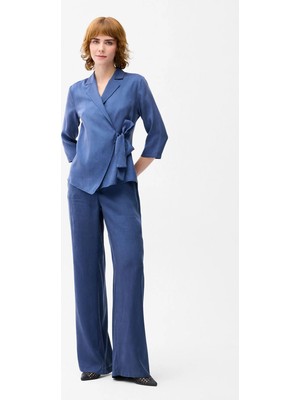 Love My Body Beli Lastikli Cepli Bol Pantolon Lacivert 153L7821024