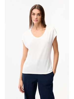 Love My Body Kısa Kol Triko Bluz Ekru 139L9804000