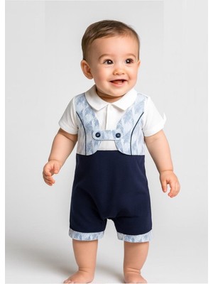 Jolly Joy Biritli Yelekli Erkek Bebek Tulum - Mavi - 0 - 1 Ay Mavi