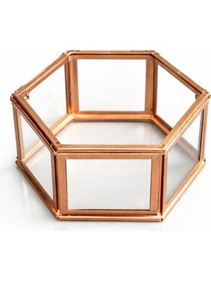 Güven Cam Altıgen Yüzük Mücevherat Kutusu Nişan Yüzük Kutu