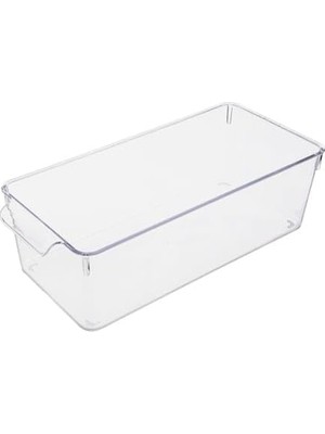 Skygo 1 Adet Kırılmaz Ultra Dayanıklı Buzdolabı Düzenleyici Organizer Kutu Şeffaf - Medıum Kiler Organizeri (14CM*32,5CM*10CM)