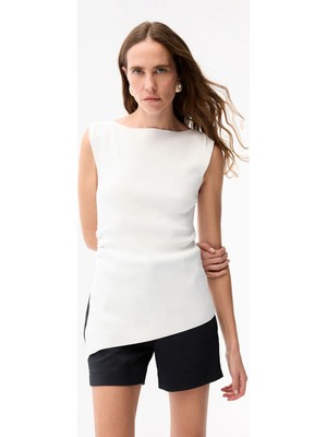 Adl Yanı Detaylı Triko Bluz Kemik 11546115000