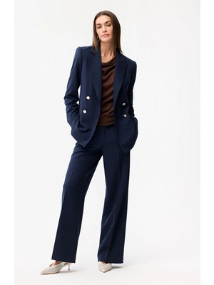 Love My Body Gabardin Bol Paça Cepli Pantolon Lacivert 153L9666001